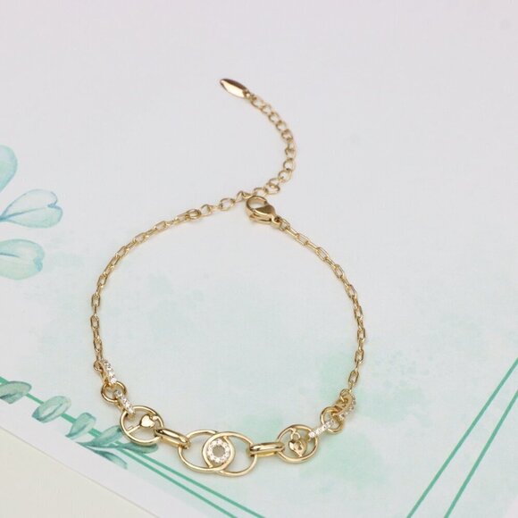 Elegant Rose Gold Bracelet with Heart and CZ Accents for Women, XPBL0628 - Picture 4 of 12